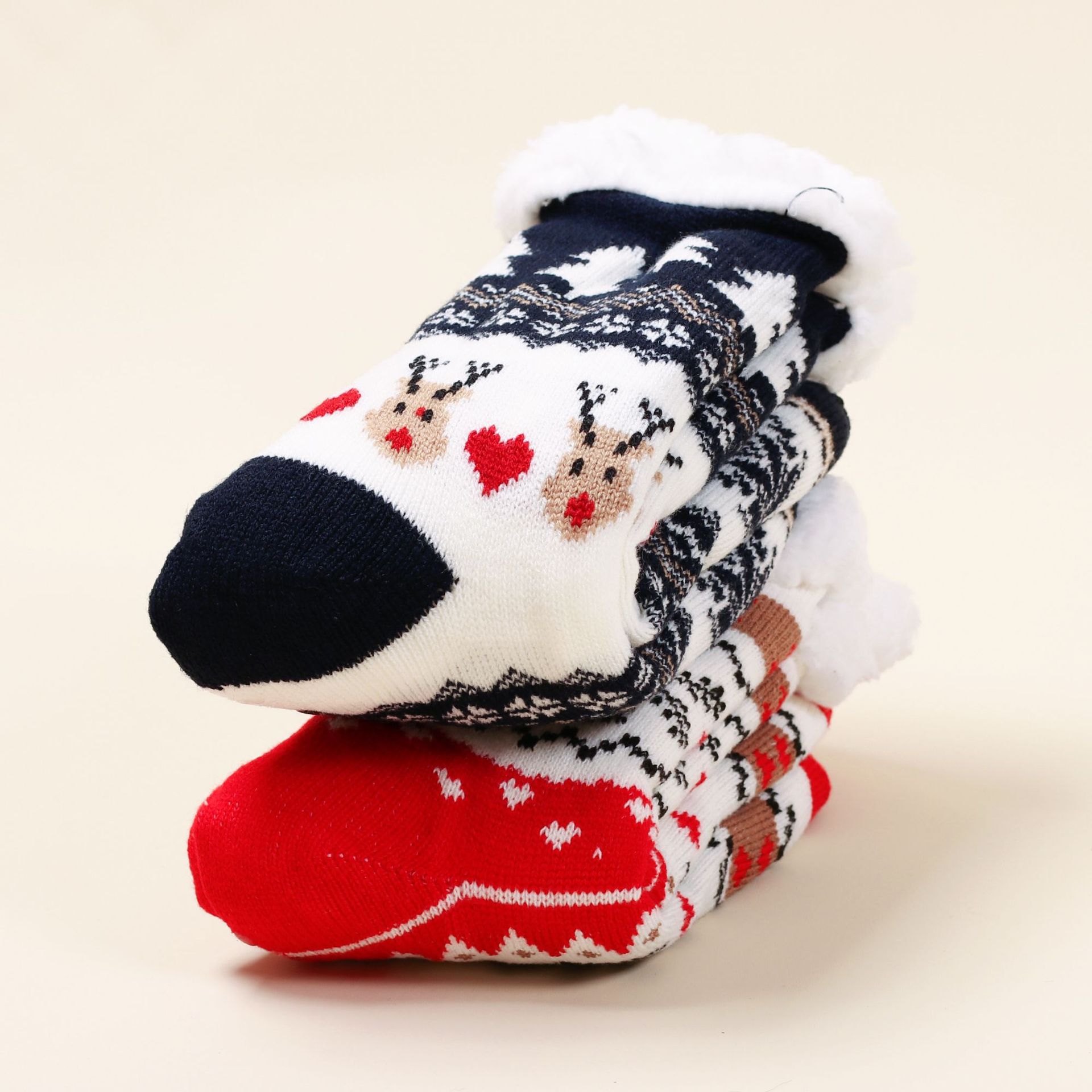 Fuzzy Slipper Socks Winter Nordic Style Knit Short Sock Sleeping Floor Sock